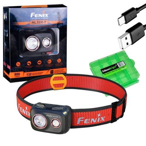 EdisonBright Fenix HL32R-T 800 Lumen spot/Flood Light Rechargeable (AAA Compatible) Lightweight headlamp, for Jogging/Camping Battery carring case