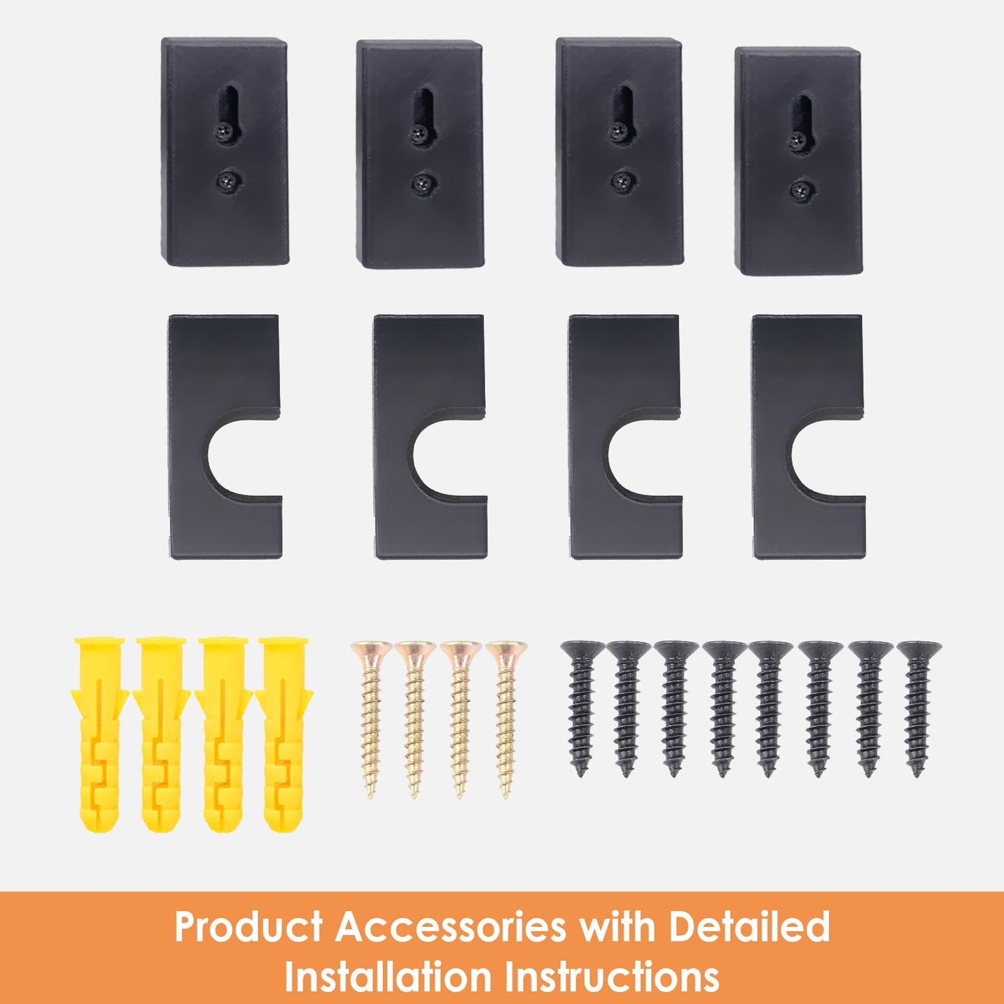 JstFrU 4 Piece Hockey Stick Rack,Wall Mount Hockey Stick Holder,Ice Hockey Stick Hangers for Horizontal Display,Holds 2 Hockey Sticks,Space Saving,Black, RX-3021