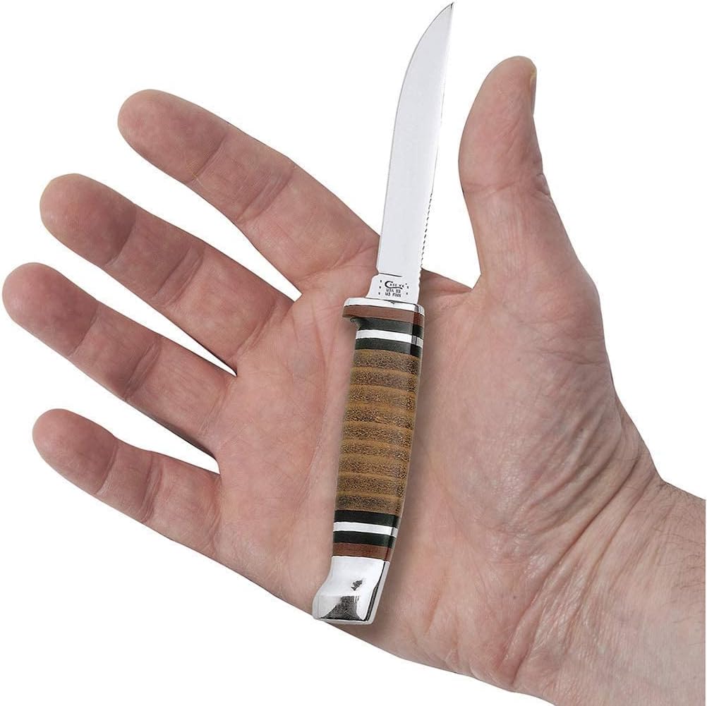 Case WR XX Pocket Knife Fixed Blade Polished Leather Item #379 - (M 3 Finn SS) - Length Closed: 6 1/2 Overall Inches