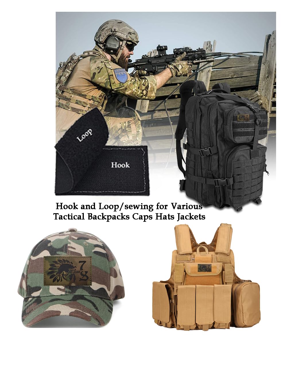 AliPlus 2 PCS American Indian IR Reflective Patch - Tactical Military Morale Patch with Hook and Loop Backing