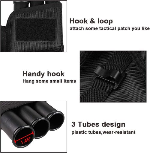 KRATARC 3-Tubes Hip Quiver Waist Hanged Arrow Archery Carry Bag with Pockets Adjustable Belt