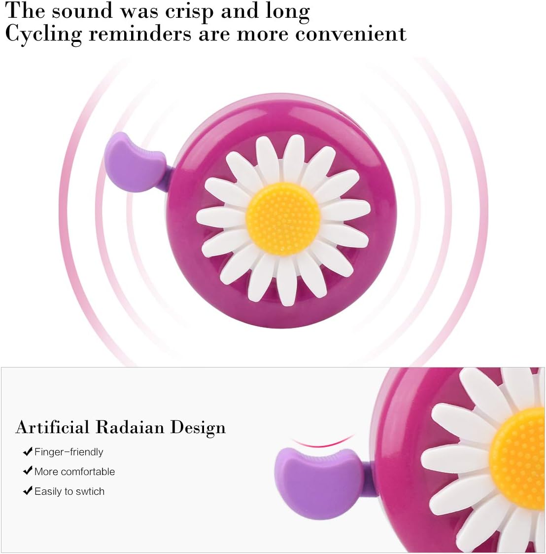 U-LIAN Kids Streamers and Bike Bell for Girls-1 Pack Flower Bicycle Bell with 2 Pack Handlebar Streamers Scooter Tassels for Children's Bike Accessories