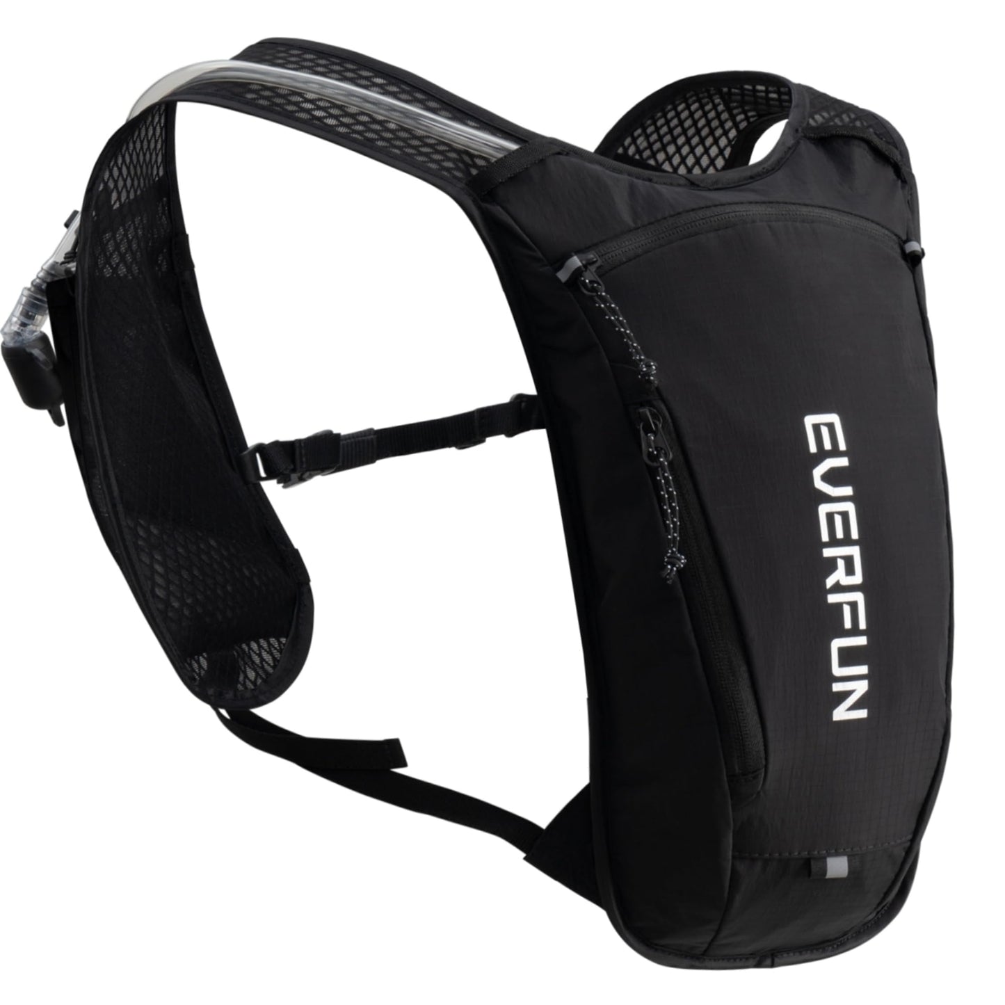 EVERFUN Hydration Backpack Running Vest Small Hiking Water Backpack with 1.5L Water Bladder for Women Men, Lightweight Reflective Dayhike Hydro Pack for Trail Running, Biking, Race, Marathons, Black