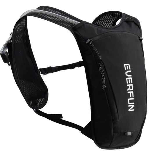 EVERFUN Hydration Backpack Running Vest Small Hiking Water Backpack with 1.5L Water Bladder for Women Men, Lightweight Reflective Dayhike Hydro Pack for Trail Running, Biking, Race, Marathons, Black