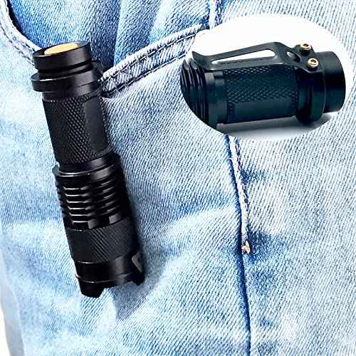 Blue LED Flashlight with Clip and Adjustable Focus for Hunting and Fishing