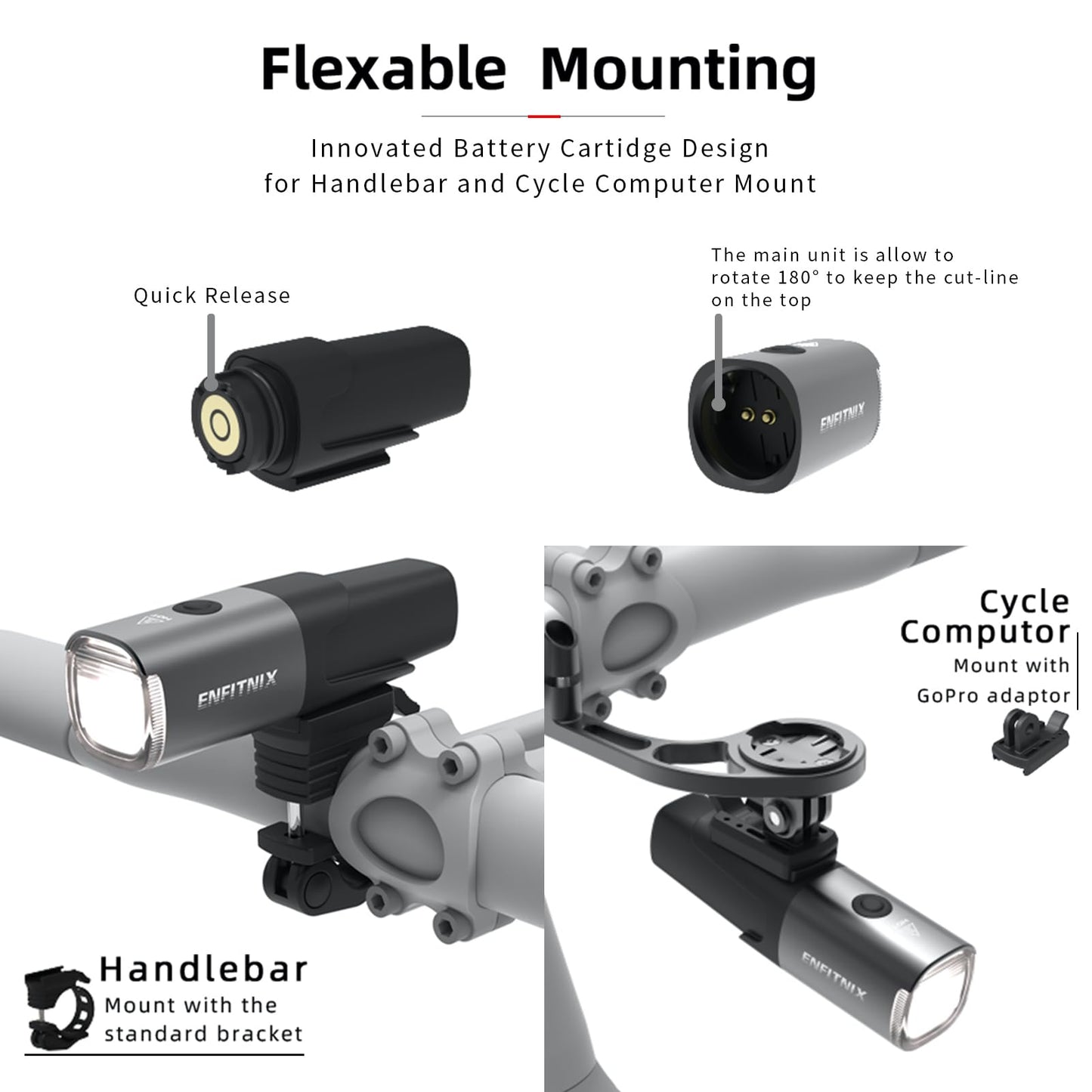 Navi 800 Smart Bike Light, Auto On/Off, 3350 mAh USB Type-C Rechargeable Bicycle Front Lamp, 800 Lumen Multi-Mode Super Bright LED Bike Headlight, IPX6 Waterproof, Aluminum Frame, 5 Light Modes.