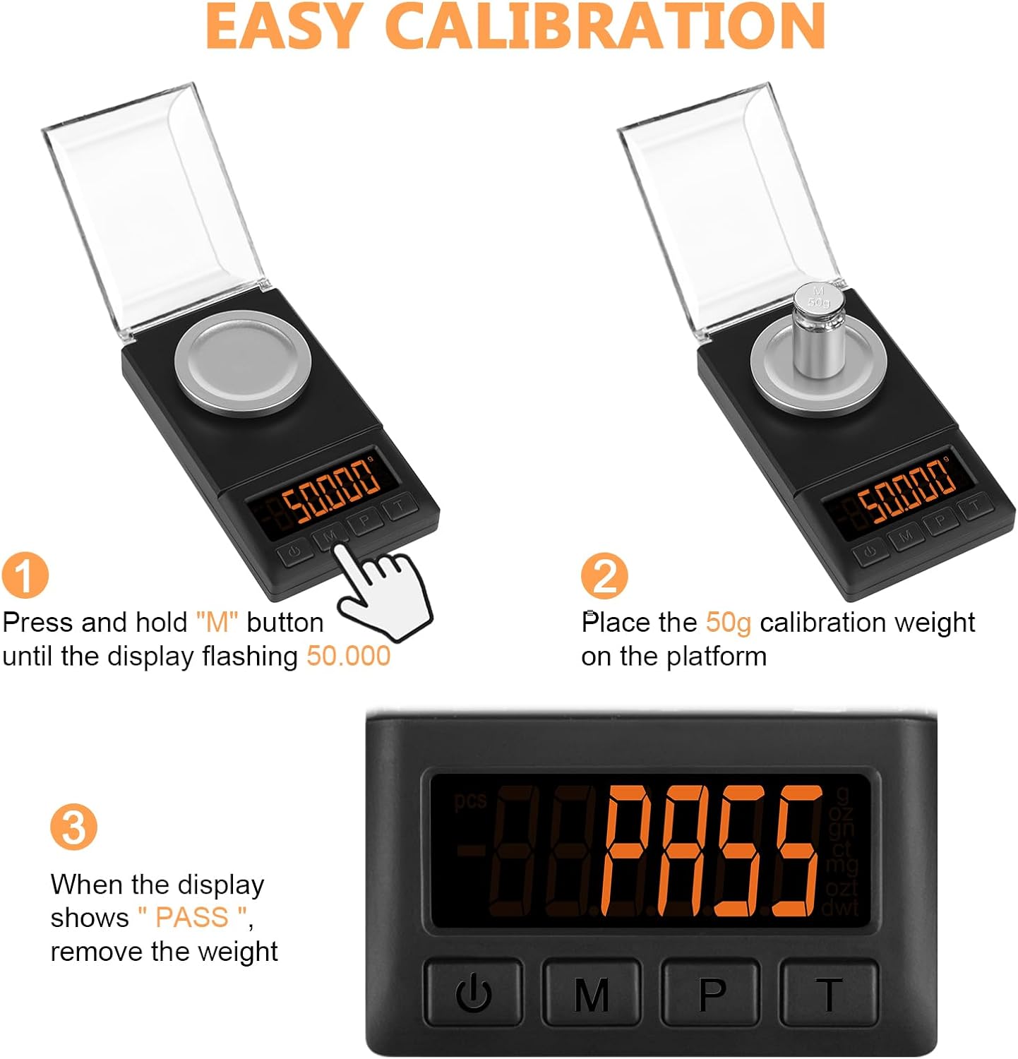 Fuzion Milligram Scale 50g/ 0.001g, Portable mg Scale with LCD Backlit, Tare, Digital Jewelry Scale, Microgram Scale for Powder, Gold, Gem, Reloading, Batteries Included
