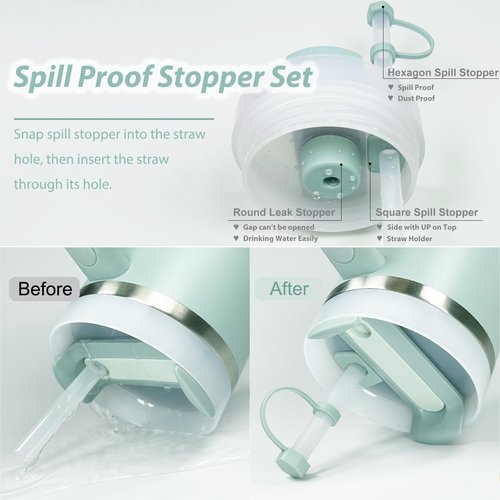 Cup Accessories Set Includes 6Pcs Silicone Spill Proof Stopper, 2Pcs Straw Cover Cap for 9-10 mm Straw, 1Pcs Silicone Boot Compatible with Stanley Cup 40oz&30oz Tumbler(Seafoam)