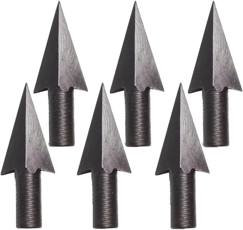 AMEYXGS 6/12pcs 8mm Diameter Metal Traditional Broadheads Archery Glue on Arrowheads for Wooden Bamboo Arrows