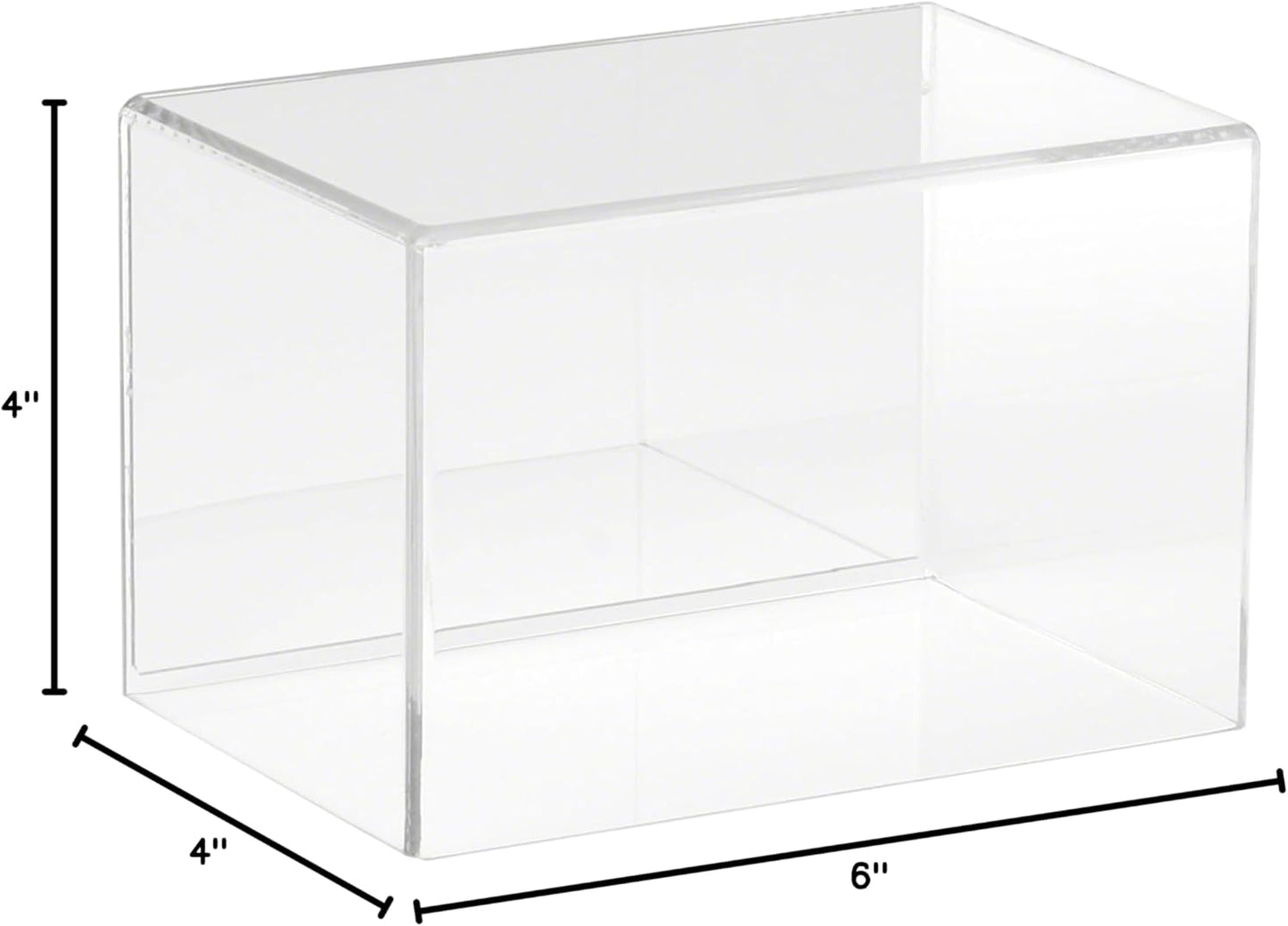 Plymor Clear Acrylic Display Case with Hardwood Base, 6" W x 4" D x 4" H