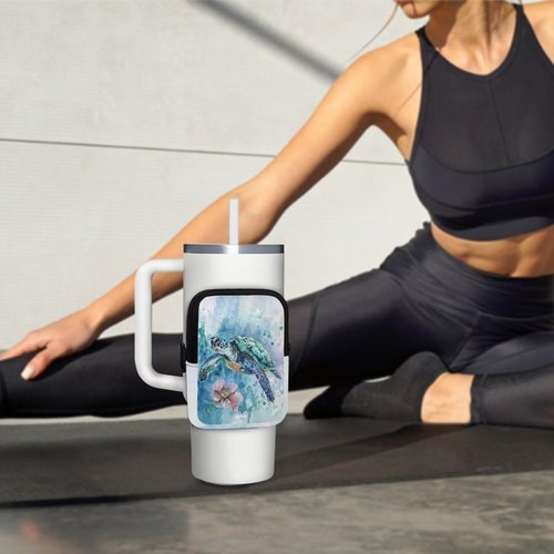 BYCHECAR Turtle Water Bottle Pouch Camo Stanley Cup Pouches for 40oz & Tumbler IceFlow Storage Pocket Stanley Phone Holder Tumbler Accessories for Women Girls