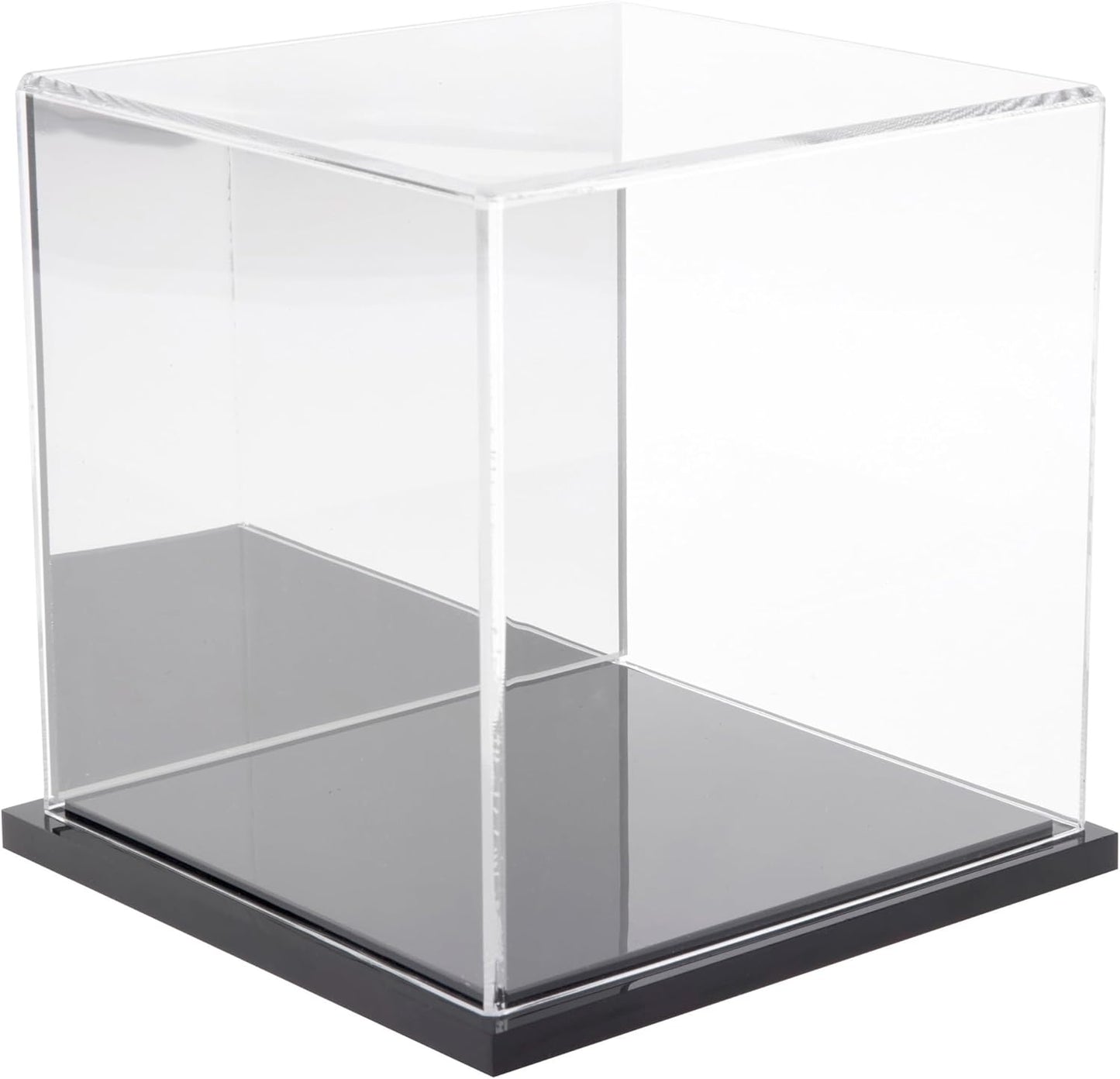 Plymor Clear Acrylic Display Case with Hardwood Base, 6" x 6" x 6"