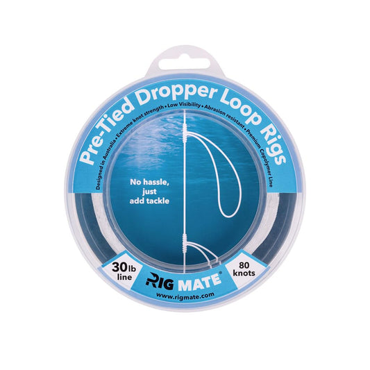 30 lb Pre-Tied Dropper Loop Rigs. Fishing Line Spool. Loops 18 Inches Apart with 5.5 Inch Loop Size. Perfect for Saltwater & Freshwater Fishing. Perfect for Snapper & Other Bottom Feeding Fish.