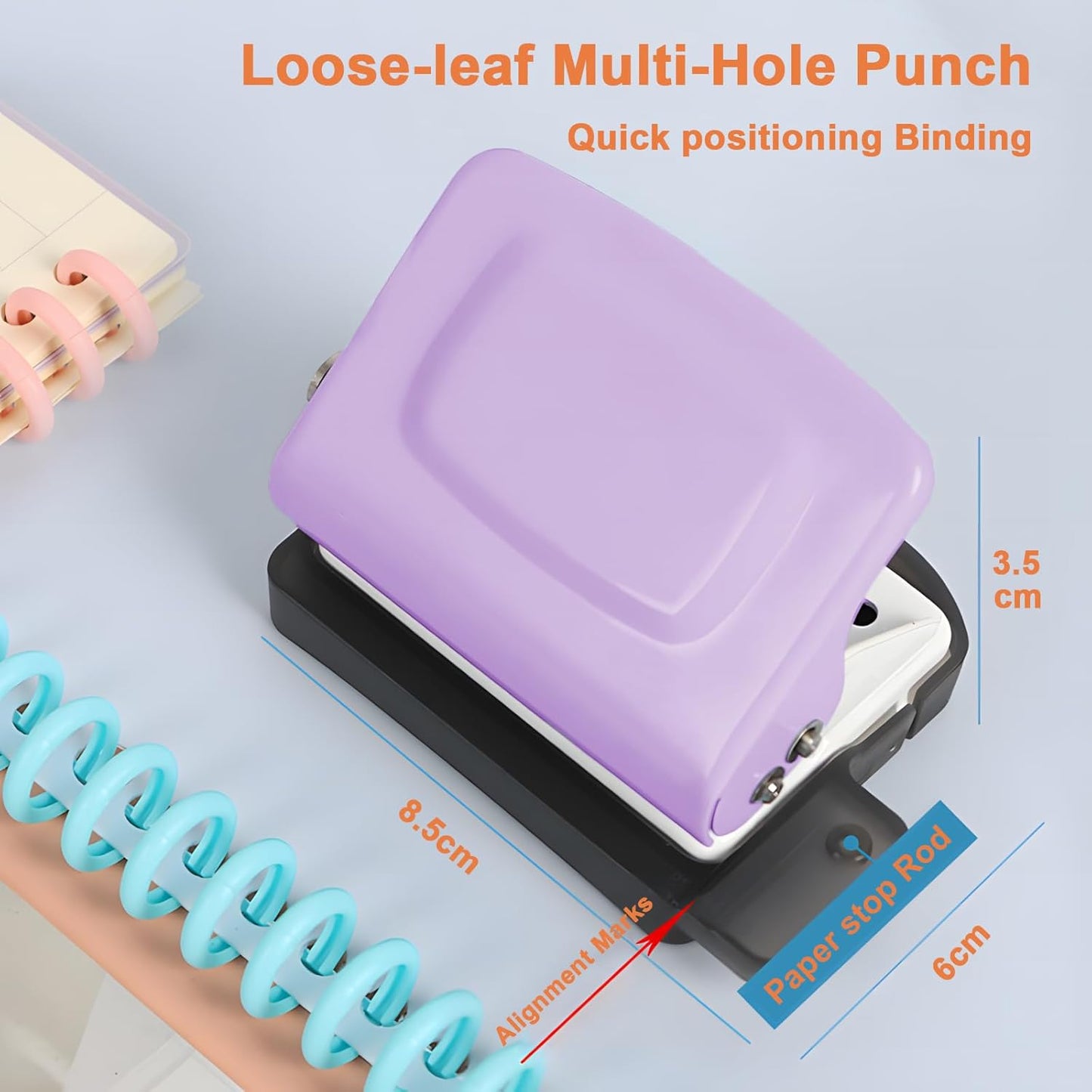 Spiral Binding Machine-Mini 6 Hole Puncher, DIY Creative Book Binder Machine for Planner, Portable A4/A5/B5 Book Loose Leaf Paper Puncher for Coil Bound- Blue
