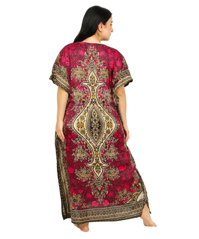 Women's Pink Long Kaftan Maxi Dress - One Size Beach Cover Up