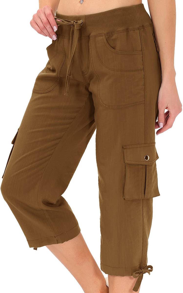 MoFiz Womens Hiking Cargo Shorts Dry Fit Stretch Athletic Shorts with Pockets Yellow 1 4XL