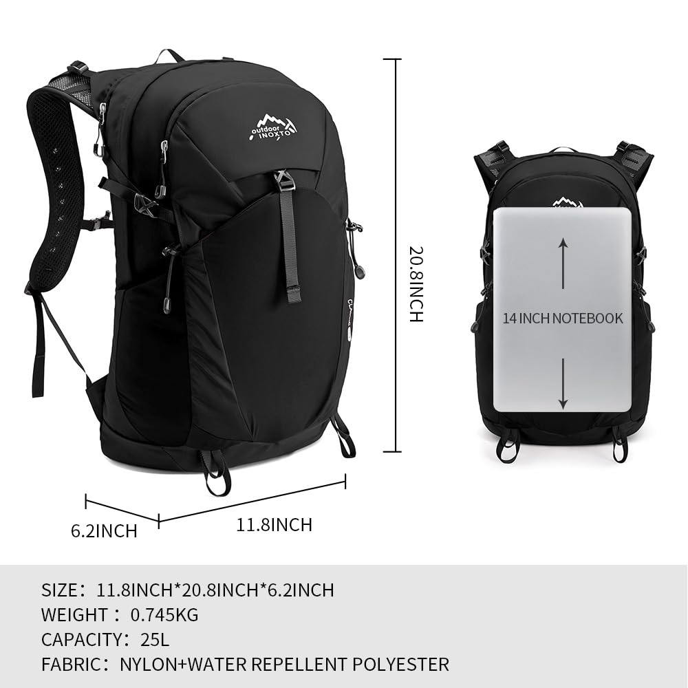 IX INOXTO Hiking Hydration Backpack with 3l Water Bladder for Women and Men 25L Water Backpack for Hiking, Cycling, Running, Climbing, Camping (Orange) (Black)