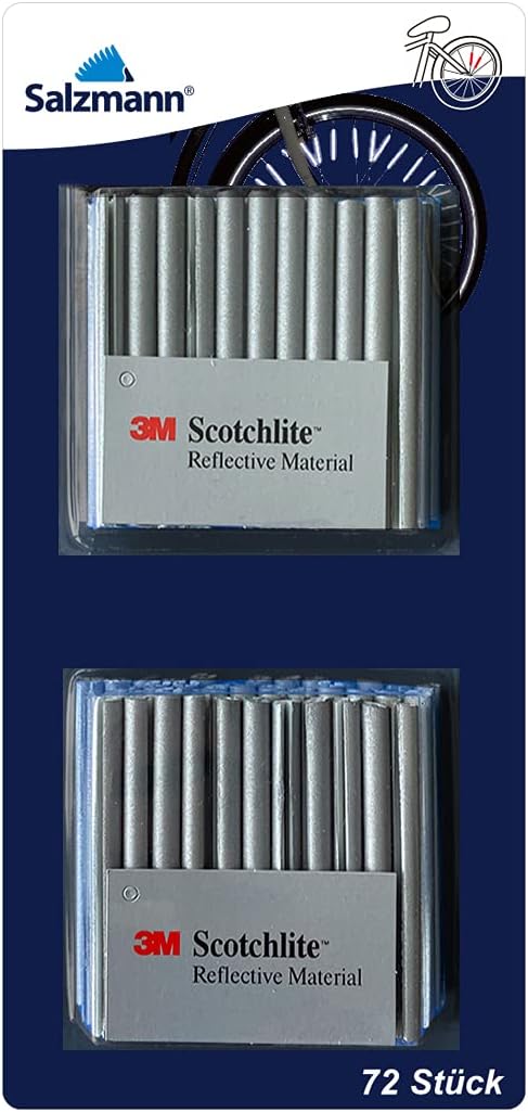 Salzmann Spoke Reflectors for Bicycles | High Visibility | Made with 3M Scotchlite | 72 Pieces Silver