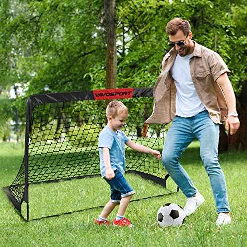 Kids Soccer Goals for Backyard Set - 2 of 4' x 3' Portable Soccer Goal Training Equipment, Pop Up Toddler Soccer Net with Soccer Ball, Soccer Set for Kids Youth Outdoor Games, Sports