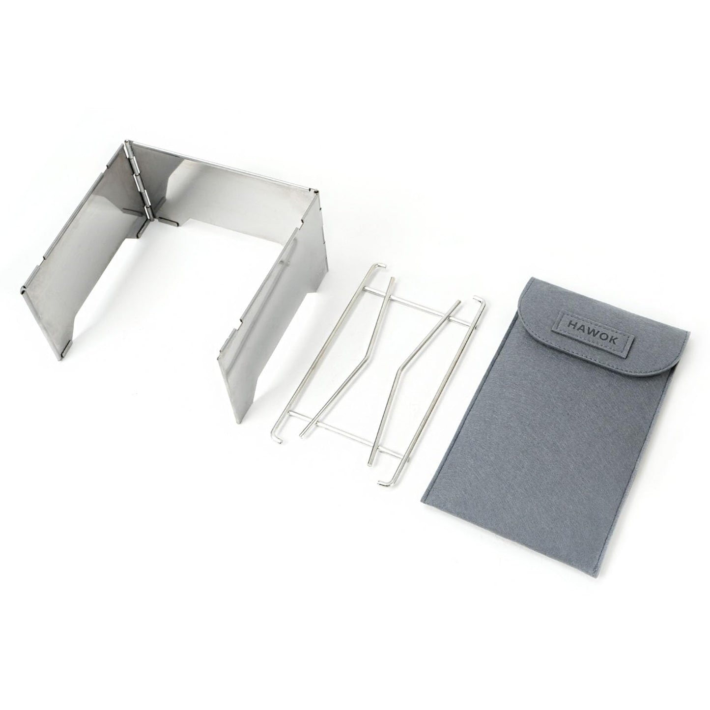 HAWOK Folding Outdoor Stove Stainless Steel with Stainless Steel Grill and Carrying Bag, 8.7"D x 8"W x 4.7"H, Portable Wood Burning Stainless Steel Grill