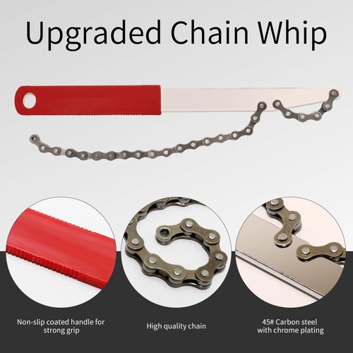 Bike Cassette Removal Tool, 5 Pcs Bike Chain Tool Kit with Chain Whip Auxiliary Wrench Bicycle Cassette Lock Ring Removal Freewheel Remover Wrench Sprocket Remover