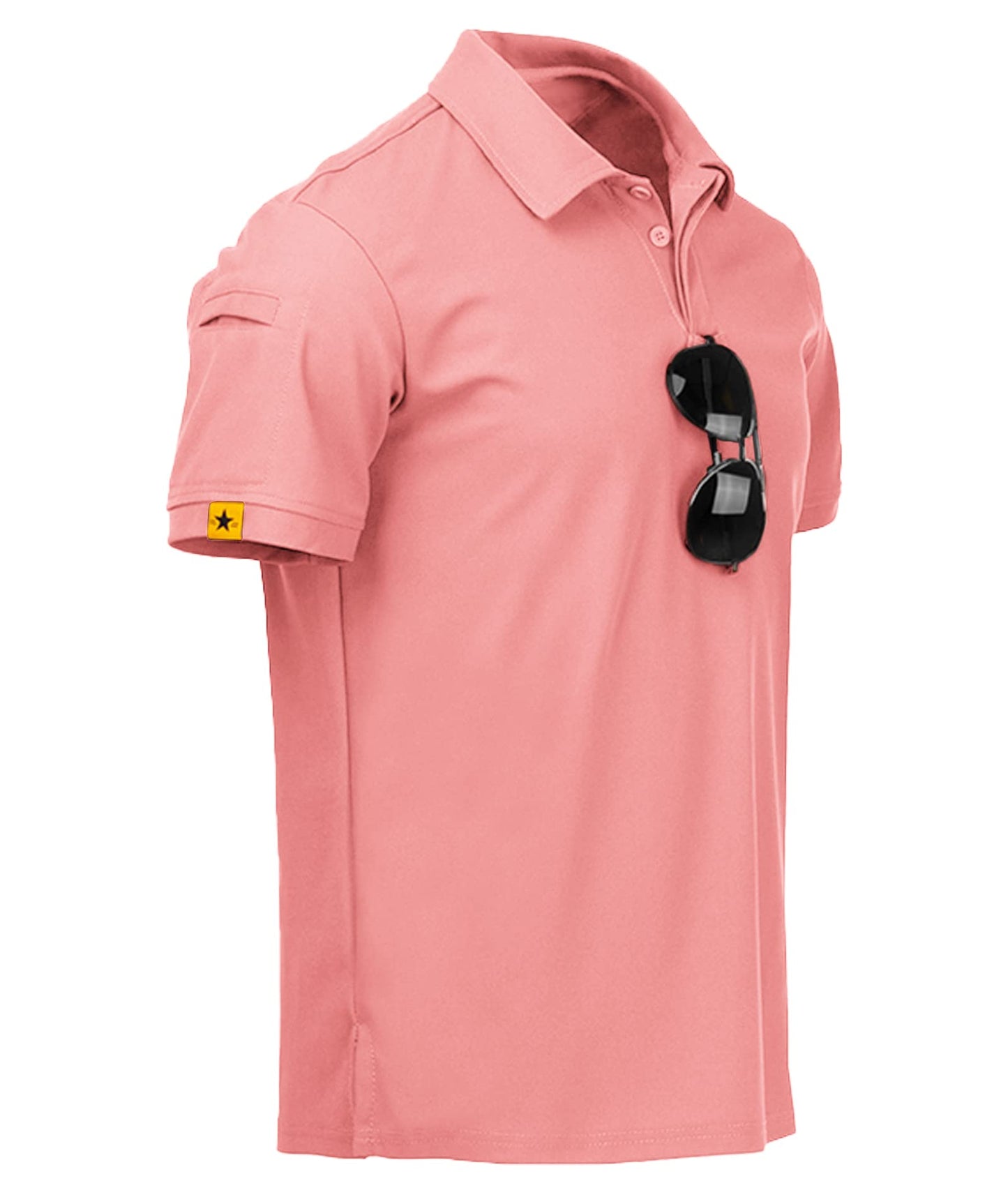 ZITY Mens Polo Shirt Short Sleeve Sports Tactical T-Shirt Athletic Golf Polos Daily Casual Stylish Collared Shirts for Men Coral Red Medium