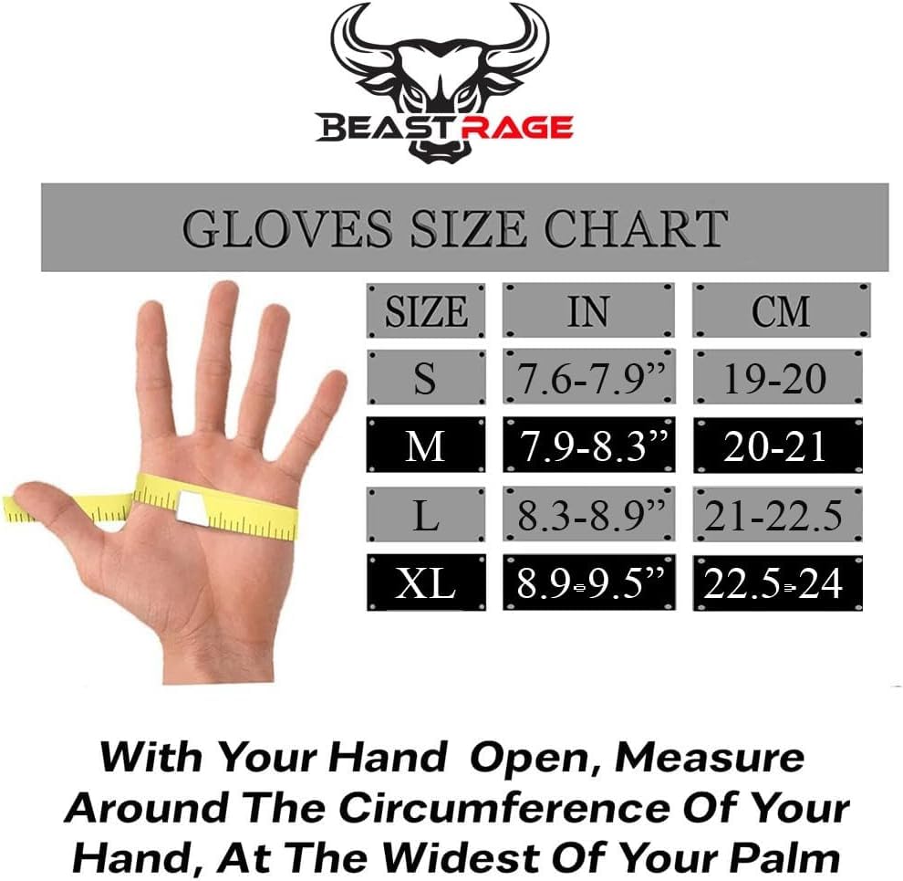 BEAST RAGE Workout Gloves for Men Gym Gloves for Weightlifting Women Fingerless with Palm Protection Padding, Breathable and Lightweight Weight Lifting Glove Cycling Pull Up (Black, M)