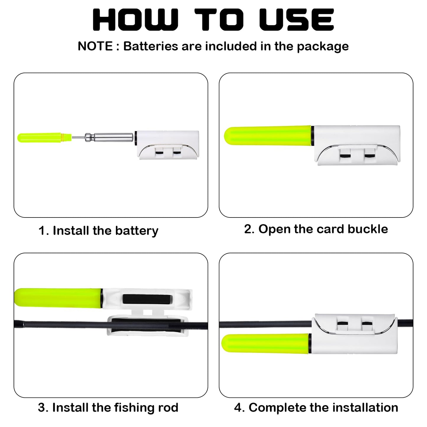 Retisee 9 Pcs 2.5 Inch Fishing Glow Sticks LED Fishing Pole Light Night Fish Strike Alert Glow Stick Bite Alarm Night Fish Rod Waterproof Luminous Rod(Green,Classic Style)