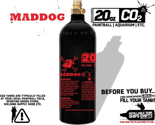 Maddog 20 Oz Refillable Aluminum CO2 Paintball Tank - Ships Empty - 5 Pack