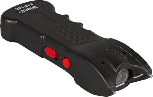 SABRE 2-in-1 Stun Gun with Flashlight & Belt Holster, .84 Microcoulombs (µC) Charge, 120 Lumen Flashlight, High, Low, & Strobe Light Modes, Safety Switch, Rechargeable, Ergonomic Grip, Compact Design