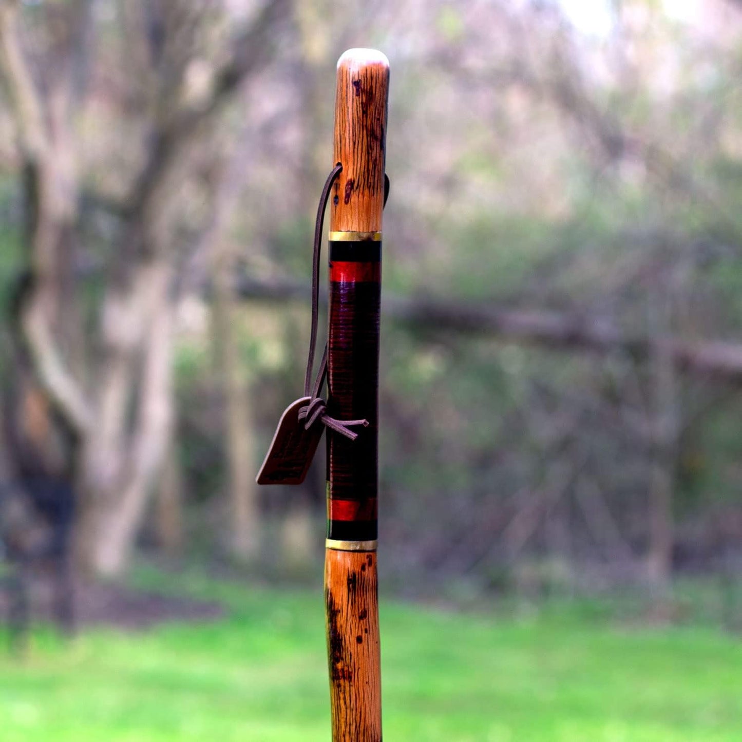Rustic Hickory Walking Stick with Safari Handle - Handmade in the USA for Men & Women