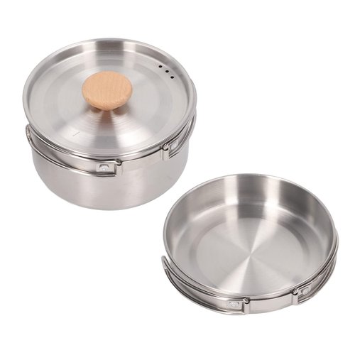 Syrisora Pot and Pan Set Cooking Pot Set 304 Stainless Steel Portable Camping Cookware Mess Kit with Storage Bag for Hiking Backpacking