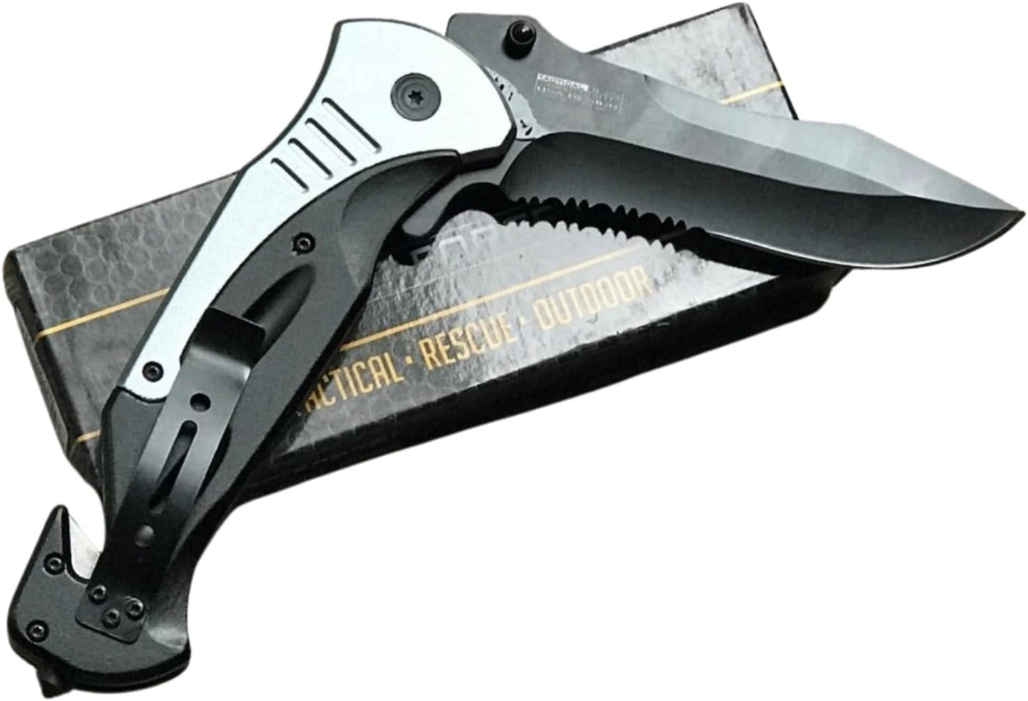TAC-FORCE Extra Large Grey 10.5" Every Day Carry Hunting, Outdoor Rescue Style Folding Pocket Knife