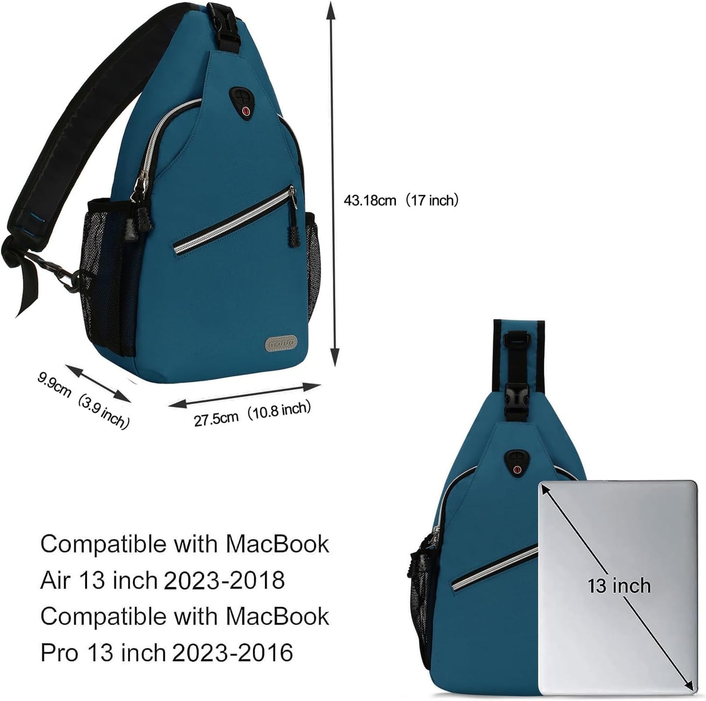 MOSISO Rope Sling Backpack (Up to 13 inch), Multipurpose Crossbody Chest One Shoulder Outdoor Travel Hiking Daypack, Black
