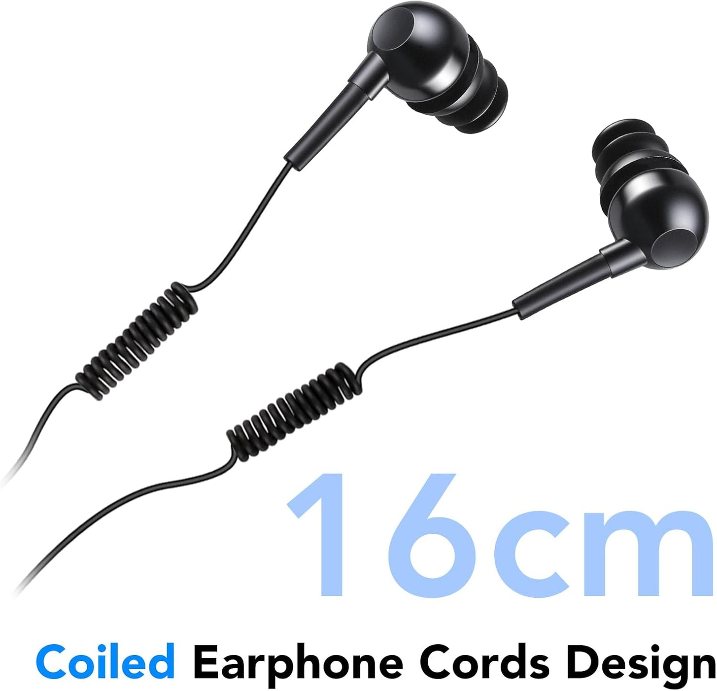 AGPTEK IPX8 Waterproof in-Ear Earphones, Coiled Cable Swimming Earbuds with Stereo Audio Extension Cable, Wired,Black