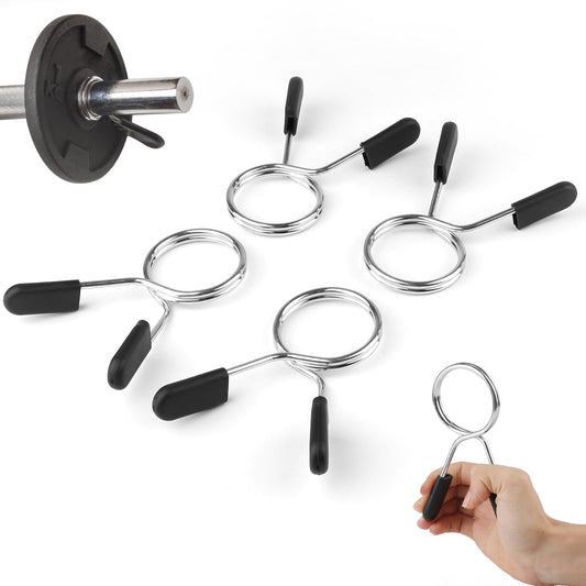 4pcs 2 Inch Barbell Clamps,Stainless Steel Spring Collar Clips,Olympic Barbell Spring Lock Collars,Weight Bar Clamps Dumbbell Handles Locking Clip for Weightlifting,Strength Training Accessories