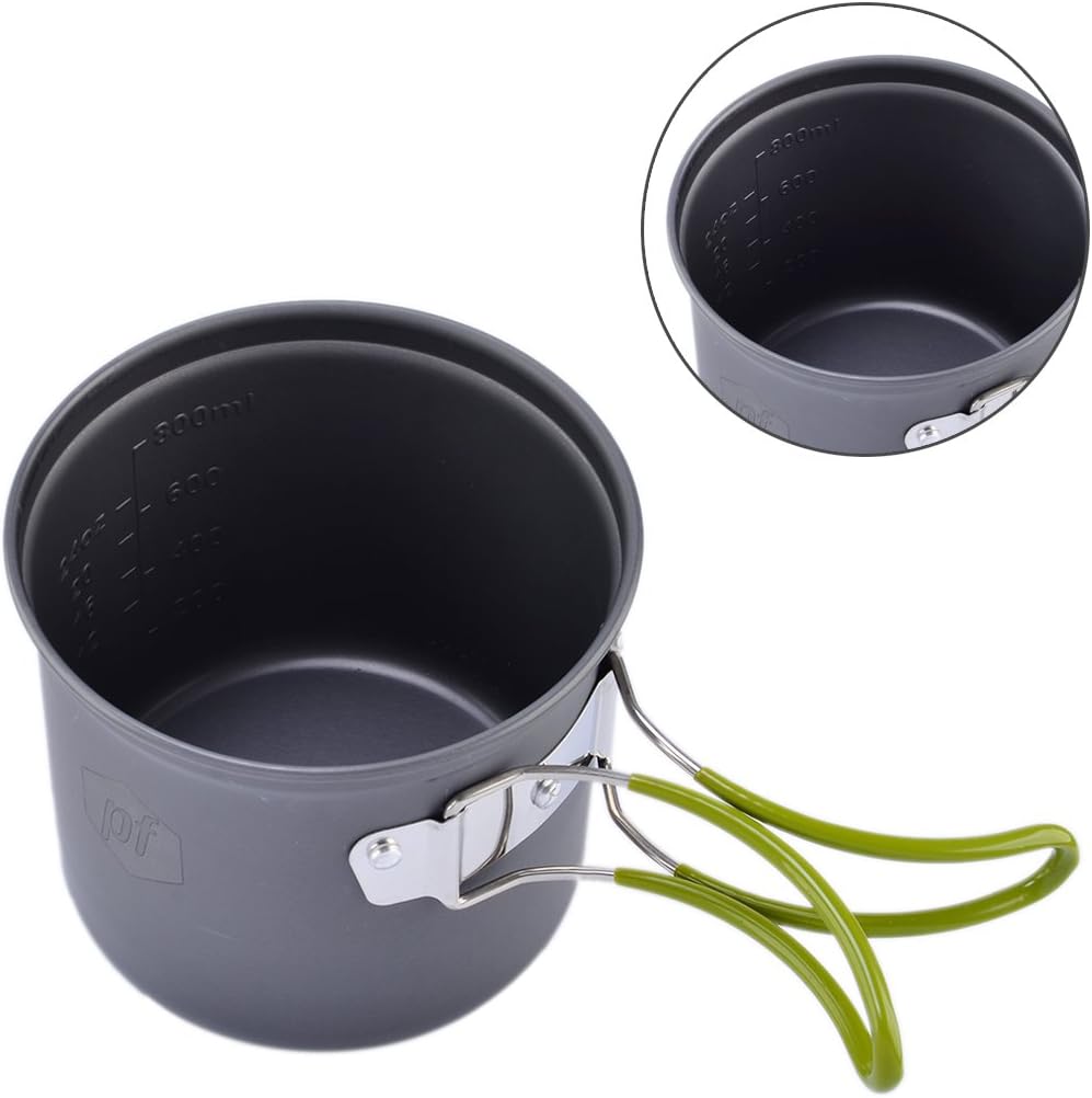 Petforu Canister Stove Set with Campfire Cookware Pots & Pans for Backpacking & Camping