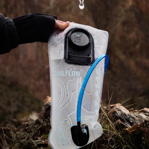 The Trailflow 63 Hydration Bladder. Leakproof, Easy to Clean and Fill Water Reservoir BPA Free, Fits Most Hydration Backpacks. Great for Running Hiking Camping Cycling. (2L)