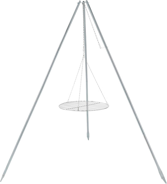 Coleman Tripod Campfire Grill & Lantern Hanger, Grill Grate with Adjustable Height for Cooking Over Fire, Steel Firepit Cooking Rack