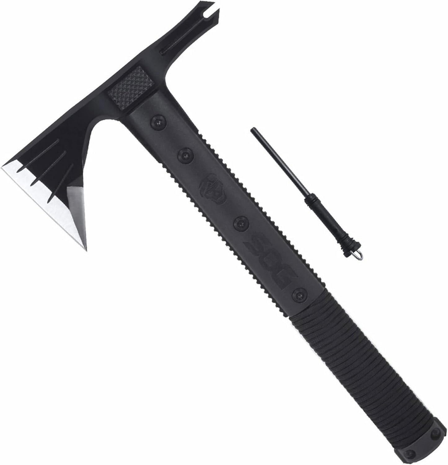 Survival Hawk Tactical Hatchet - Multi-Purpose Outdoor Tool with Fire Starter & Paracord Handle (SK1001-CP), Black