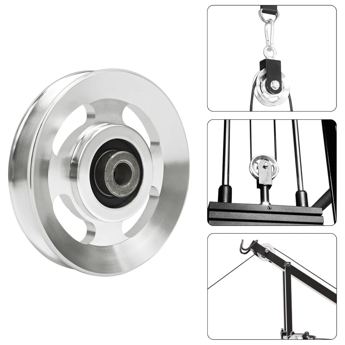 90mm(3.54inch) Universal Bearing Pulley Wheel for Cable Machine Gym Equipment Part Garage Door (2 PCS)