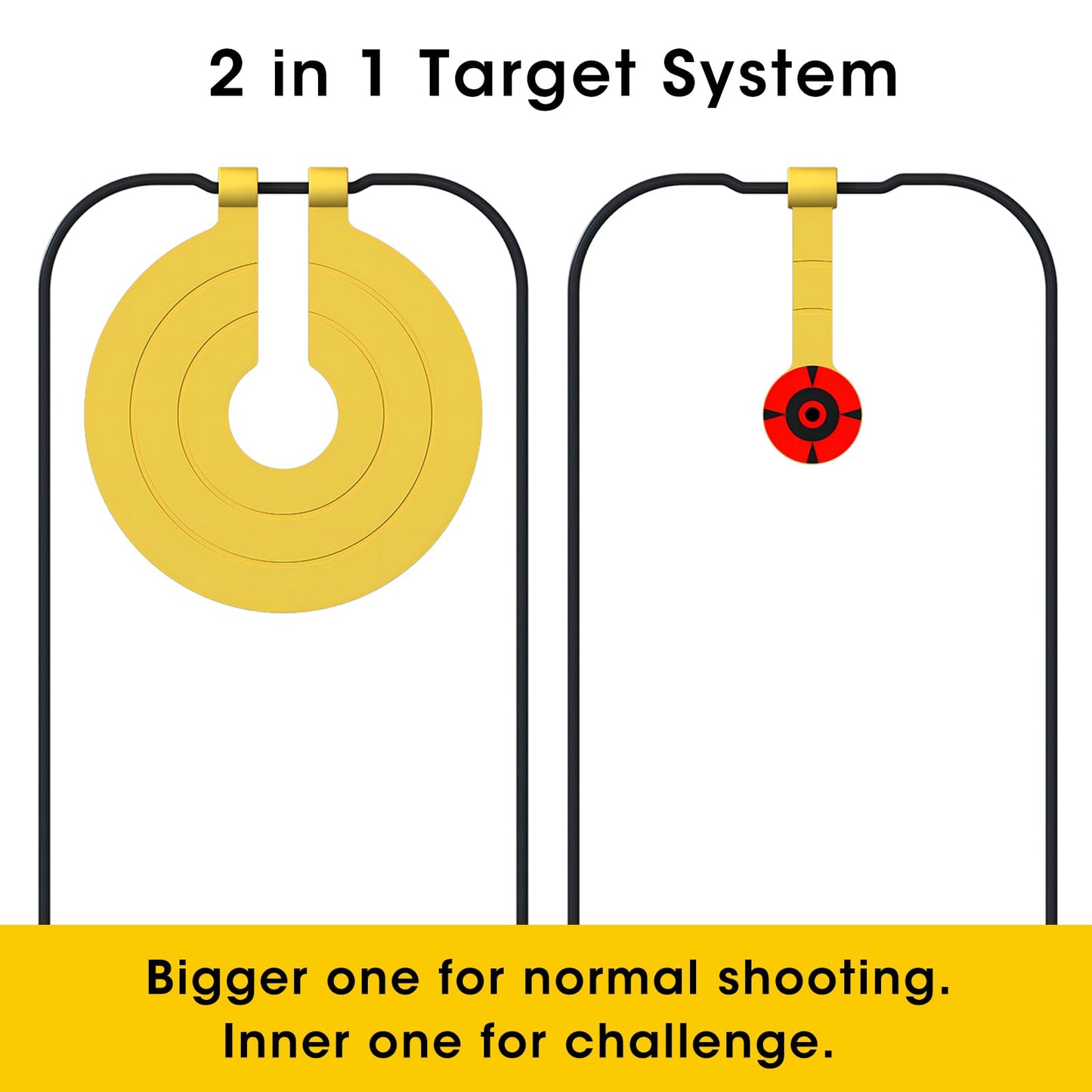 Atflbox Two in One Self-Healing Resetting Target, 8 Inch Gong High Caliber Spinner Target, Shooting Targets for Rifle, Pistol, Airgun, Handgun (Yellow)