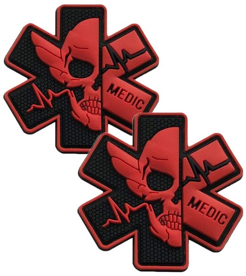 EnigmaGlow 2 Pcs Medical Paramedic Tactical Morale Badge Patch 3D PVC Rubber Applique Emblem Hook Backed