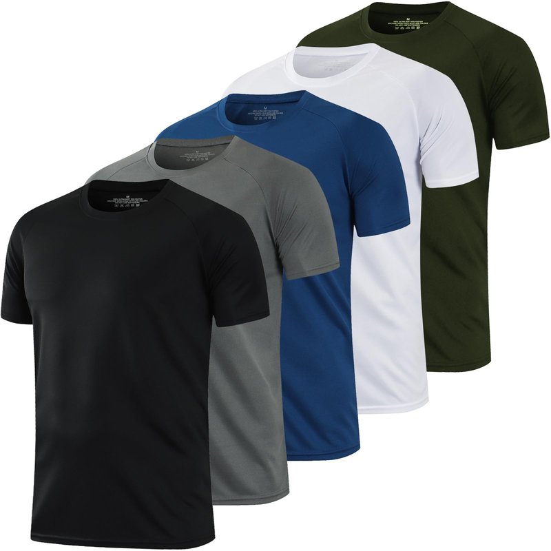 HovSiyla 5 Pack Running Shirts Men Sport Tops Dry Fit Gym Wicking Athletic T Shirts Breathable Cool Workout Shirts 2XL