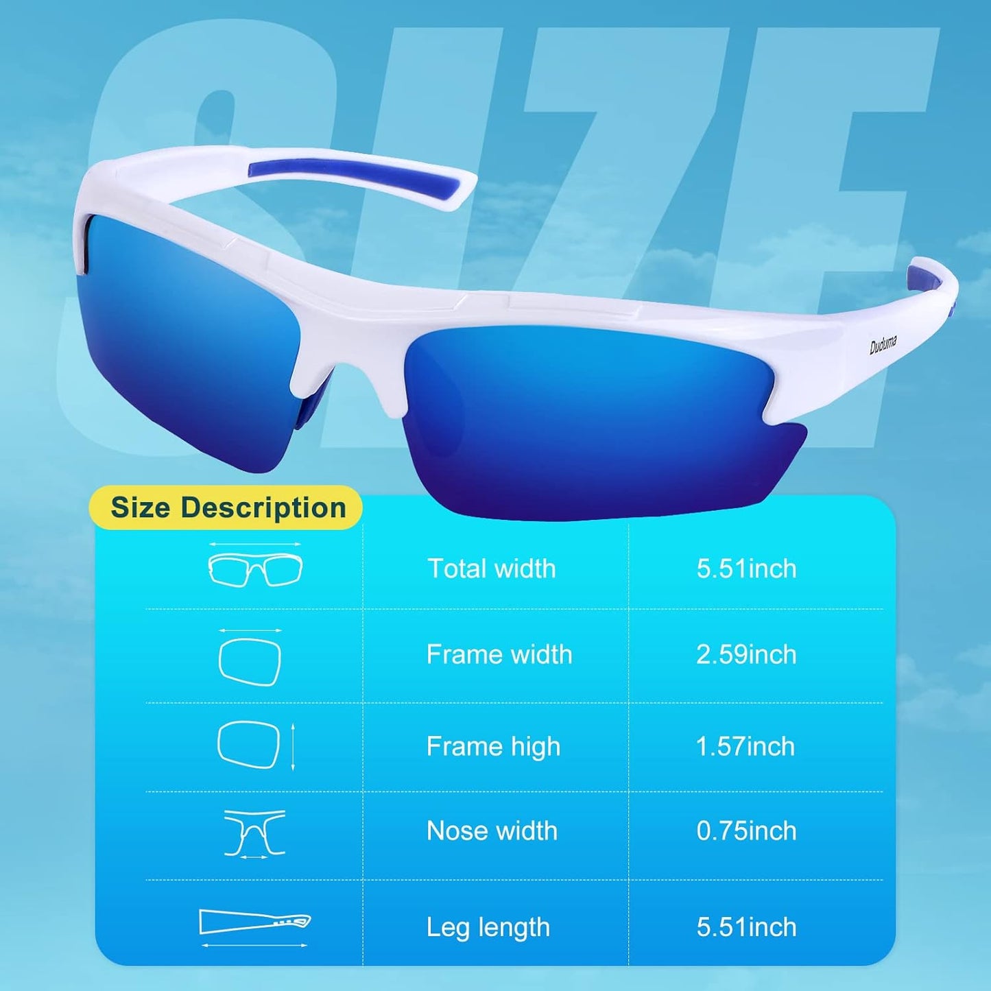 Polarized Sports Sunglasses for Men - Lightweight Tr62 Frame for Fishing, Cycling, Golf & Running