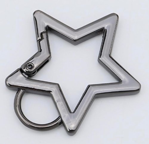 Gun Black Star Shaped Stainless Steel Keychain Clip Carabiner Snap Hook Holder Star Carabiner Hook Clip Key Holder Carabiner Clip for Keys and Wallet with Key Chain Rings,Accessory,Keychain Carabiner