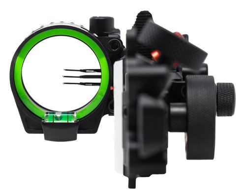 REDLINE Three Pin Right Handed Bow Sight, .019 Fiber 2 Upper Pins and .010 Lower Pin with 1st 2nd & 3rd Axis Adjustments - Mathews Bridge-Lock Compatible Dovetail