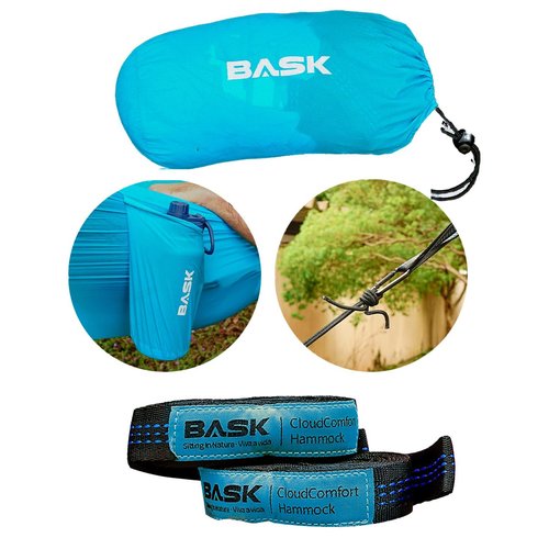 BASK Ultralight Portable Single Hammock with High Strength Straps – High Performance, Comfortable and Breathable Material 20DNylon for Camping, Backpacking,Travel,and Garden – up to 330lbs