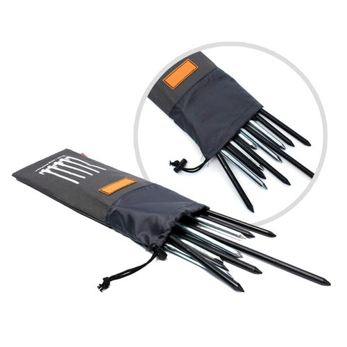 Tent Pile,Luminous Ring Storage Bag(8 Pieces) Sturdy Heavy Steel Tent Pile Ground Nail Metal Pile, Suitable for Outdoor Mountain Camping and Hiking (25cm)