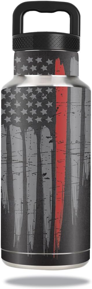 MightySkins Skin Compatible with Ozark Trail Water Bottle 36 oz wrap Cover Sticker Skins Thin Red Line